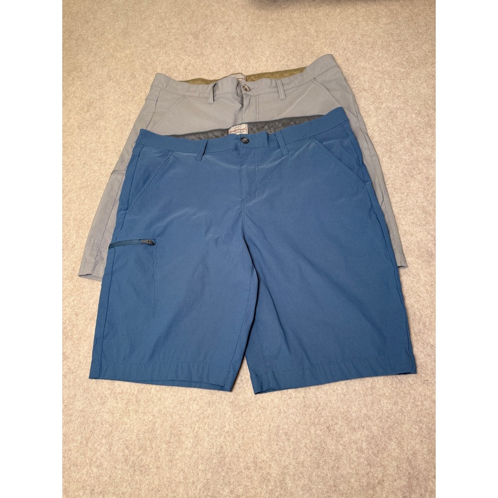 Weatherproof Vintage Mens Shorts Bundle Size 38 Blue Grey Nylon Stretch 2 Pack